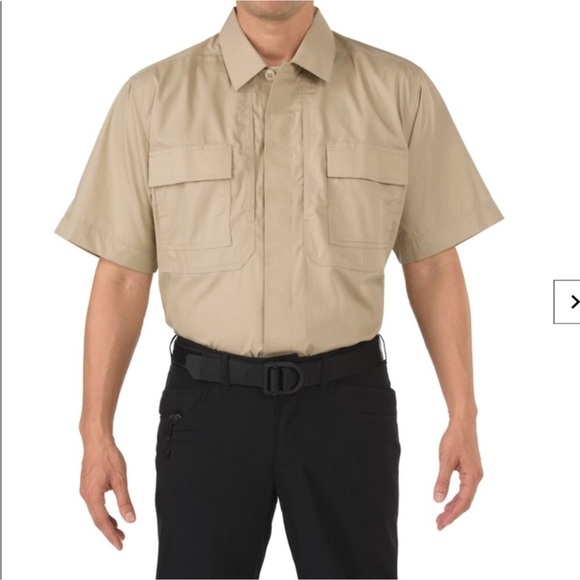 5.11 Tactical Taclite TDU short sleeve shirt with embroidered logo Khaki Large - Picture 1 of 10